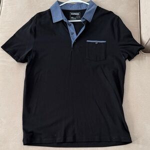 Express Polo Shirt in Black with Blue Details